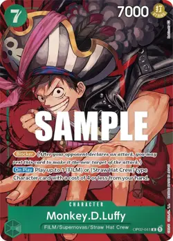 Monkey D Luffy Alt Art R Paramount War OP02-041 One Piece CCG NM Foil - Image 1