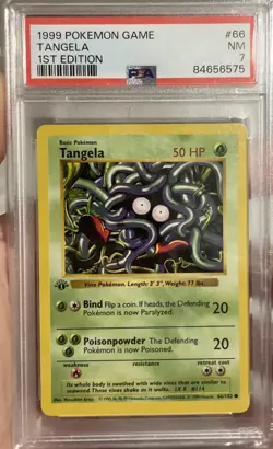 1999 Pokemon TCG Tangela #66 - 1ST EDITION Base Set Shadowless PSA 7 - Image 1