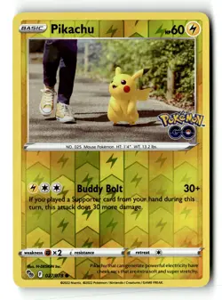 Pokemon Card Pikachu (27) Reverse Holo LP Pokemon GO 027/078 - Image 1