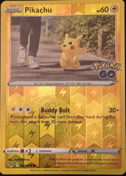 Pikachu 027/078 Common Pokemon GO Pokemon Reverse Holo Lightly Played - Image 2