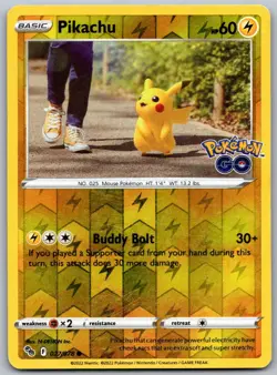 Pokemon TCG Pikachu Pokemon GO 027/078 Reverse Holo Near Mint - Image 1