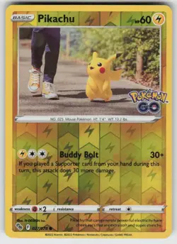 GGC - 2 Reverse Holo Pikachu (27) 027/078 Common Pokemon GO - Image 1