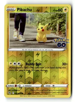 Pokemon Card Pikachu (27) Reverse Holo LP Pokemon GO 027/078 - Image 1