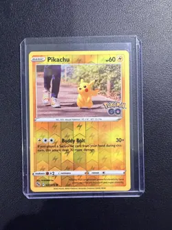 Pikachu 027/078 Reverse Holo Pokemon Go Stamped Pokemon Card NM - Image 1
