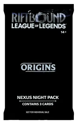 Riftbound Origins Nexus Night Pack Sealed English 3-Card Pack - Image 1