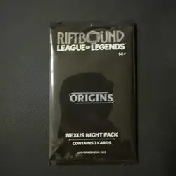 Riftbound League of Legends Origins Nexus Night Pack Sealed English 3-Card Pack - Image 1