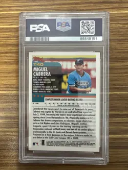 2000 Topps Traded Baseball T40 Miguel Cabrera PSA 10 Graded Rookie 466 - Image 2