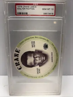 1976 Crane Discs Walter Payton Rookie Card PSA Gem Mint 10 - Image 2