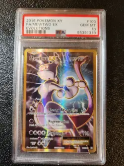 2016 POKEMON XY EVOLUTIONS #103 FULL ART/MEWTWO EX PSA 10 - Image 1