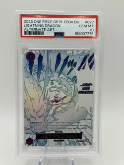 Bandai One Piece Lightning Dragon OP15-077 Alt Art Foil EN PSA 10 - Image 1