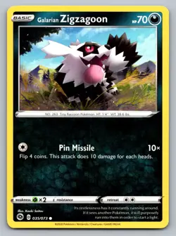 Pokemon TCG Champion's Path Galarian Zigzagoon 35/73 - Image 1