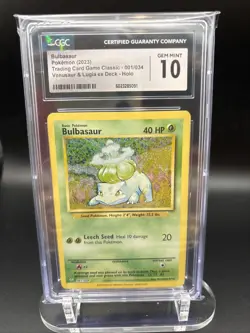 Pokemon TCG Bulbasaur Classic Collection Holo 001/034 CLV CGC Gem Mint 10 - Image 1
