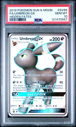Pokemon PSA 10 Gem Mint Umbreon GX 2019 Hidden Fates Full Art #SV69 Shiny Vault - Image 1
