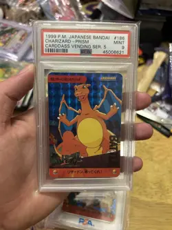 1999 POKEMON JAPANESE BANDAI CARDDASS VENDING #186 CHARIZARD PRISM PSA 9 - Image 1