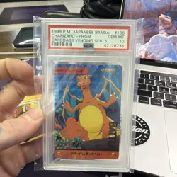 1999 POKEMON JPN BANDAI CARDDASS VENDING SER 5 #186 CHARIZARD-PRISM PSA 10 - Image 1