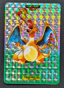 Pokemon 1996 Japanese Bandai Carddass Green No.006 Charizard Prism Card - MP+ LP - Image 2
