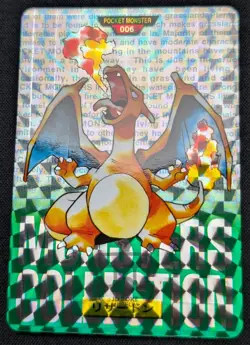 Pokemon 1996 Japanese Bandai Carddass Green No.006 Charizard Prism Card - MP+ LP - Image 4