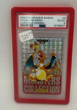 Charizard Pokemon 1996 Prism Bandai Carddass Vending Red Japanese #6 PSA 6 - Image 1