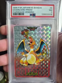 1996 Charizard Prism Part 1 PSA 7 Japanese Pokemon NM 006 Bandai Carddass Holo - Image 1