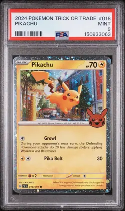 **LOT OF 16** Pikachu 018/109 Trick or Trade 2024 PSA 9 Mint Pokemon Card Bulk - Image 2
