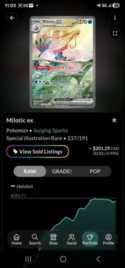 Milotic ex 237/191 Pokemon TCG SV08: Surging Sparks NM - Image 1
