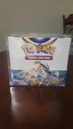 Pokemon Brilliant Stars Booster Box Mint With Plastic Protection Case - Image 1