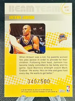 2002-03 Stadium Club Beam Team Insert Antawn Jamison Warriors #BT14 #'d 340/500 - Image 2