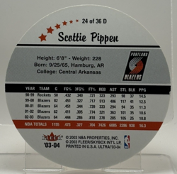 2003-04 Fleer Ultra - Roundball Scottie Pippen #24 D - Portland Trail Blazers - Image 2