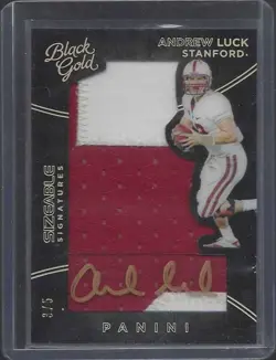 ANDREW LUCK 2016 PANINI BLACK GOLD SIZEABLE SIGNATURES 2 COLOR PATCH AUTO #D /5 - Image 1