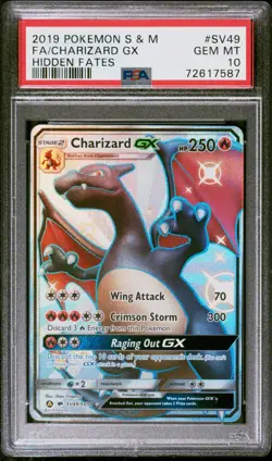 2019 Pokemon Hidden Fates Charizard GX Full Art Shiny Vault #SV49/SV94 PSA 10 - Image 1