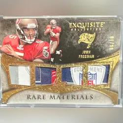 2009 Upper Deck Exquisite Rare Materials #D 6/10 Josh Freeman Laundry Logoman RC - Image 2