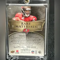 2009 Upper Deck Exquisite Rare Materials #D 6/10 Josh Freeman Laundry Logoman RC - Image 3