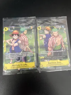 One Piece Monkey D Luffy OP10-111 R & Roronoa Zoro OP10-113 Sealed Promos TCG - Image 1