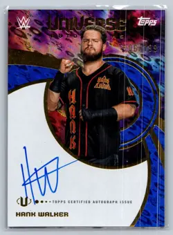 2025 Topps Universe WWE UNA-HWA Hank Walker Universe Blue Pulse Auto #d /199 - Image 1