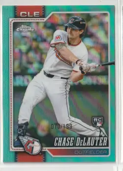 2026 Topps Chrome CHASE DeLAUTER Cleveland Guardians RC AQUA REFRACTOR #'d /199 - Image 1