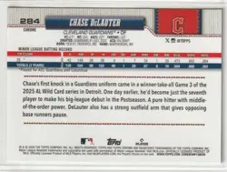 2026 Topps Chrome CHASE DeLAUTER Cleveland Guardians RC AQUA REFRACTOR #'d /199 - Image 2