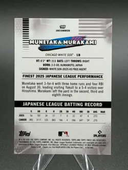 2026 Topps Finest Munetaka Murakami RC Uncommon White Refractor Serial #'d 22/30 - Image 2