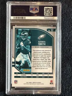 2021 Absolute #107 Devonta Smith Gold Stars /25 RC PSA 10 *POP 3* - Image 4