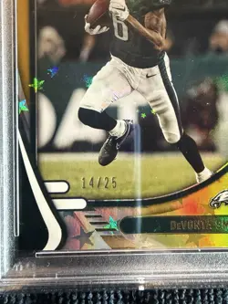 2021 Absolute #107 Devonta Smith Gold Stars /25 RC PSA 10 *POP 3* - Image 5