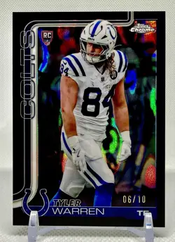 2025 Topps Chrome 💥Tyler Warren BLACK RC 06/10 💥#346 Indianapolis Colts - Image 1