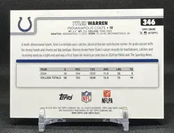 2025 Topps Chrome 💥Tyler Warren BLACK RC 06/10 💥#346 Indianapolis Colts - Image 2