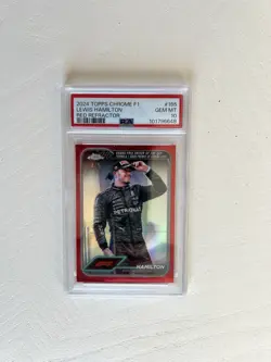 2024 F1 Topps Chrome Lewis Hamilton Red Refractor PSA 10 *POP 1* - Image 1