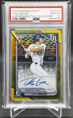 2024 Bowman Draft - Theo Gillen 1st Bowman Yellow Refractor Auto PSA 10 GEM MT - Image 1