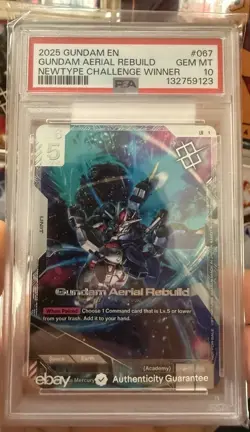 2025 GUNDAM PROMOS NEWTYPE CHALLENGE WINNER #067 GUNDAM AERIAL REBUILD PSA 10 - Image 1