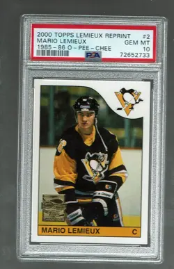 2000-01 Topps Reprint 1985-86 OPC. Mario Lemieux RC. #2 PSA 10. - Image 1