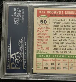 Topps 1955 Topps Jackie Robinson Base Set #50 Brooklyn Dodgers PSA 7 - Image 5