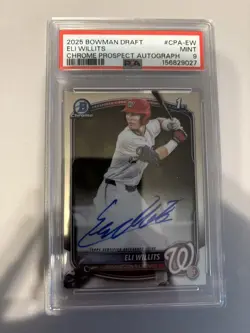 2025 Bowman Draft Chrome Eli Willits Auto 1st Prospect #CPA-EW Nationals PSA 9 - Image 1