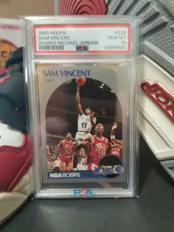 1990 Hoops #223 Sam Vincent (Michael Jordan #12) PSA 10 - Image 1
