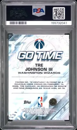 2025 Topps Chrome Tre Johnson III PSA 10 GEM GO TIME ROOKIE RC #GT21 Wizards - Image 2