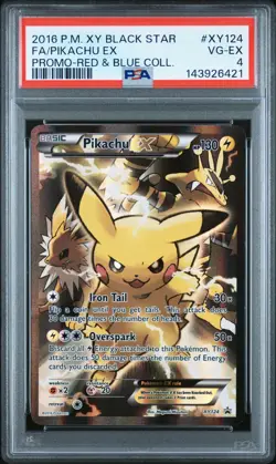 2016 POKEMON XY BLACK STAR PROMO XY124 FULL ART/PIKACHU EX VG-EX PSA 4 - Image 1